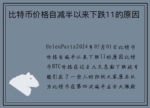 比特币价格自减半以来下跌11的原因 